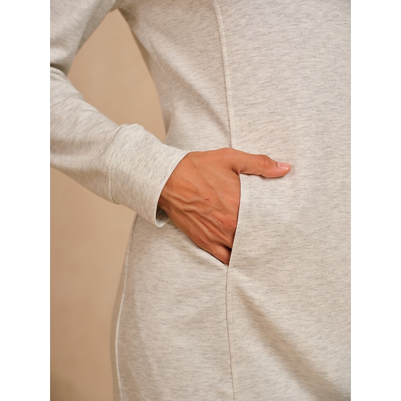 Women's Golf Dress Ivory Long Sleeve Thermal Warm Dress Fall Winter Ladies Golf Attire Clothes Outfits Wear Apparel3