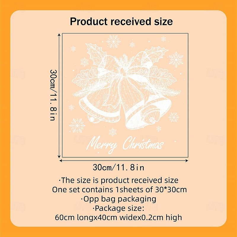 Christmas Window Clings Xmas Wall Sticker Holiday Decorations White Bell Snowflake Reusable Static Clings Non Adhesive Window Stickers Glass Door Room Festive Seasonal Home Decor2