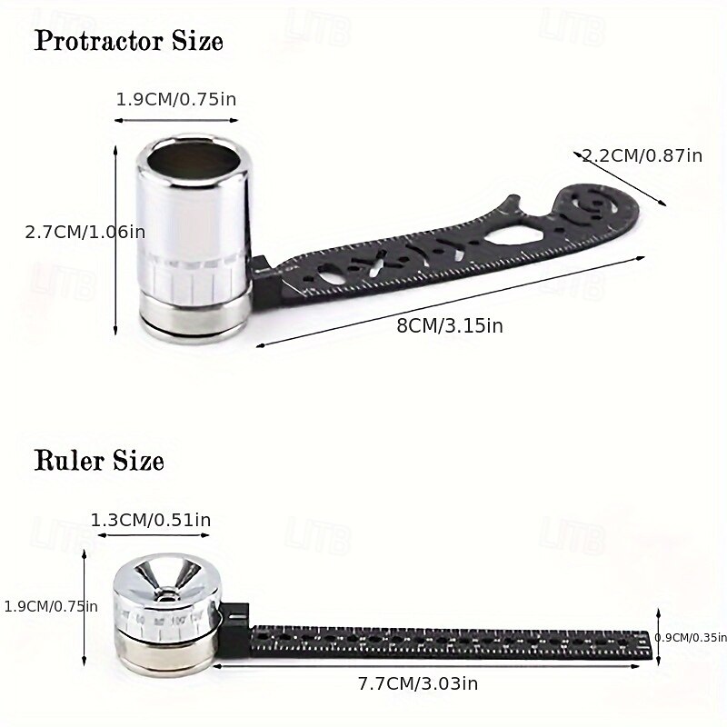 Multi-Functional 4pcs Black Magnetic Drawing Compass Set - Engineering & Drafting Rulers for Office Use2
