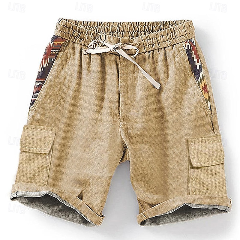 Men's Geometric 3D Print Shorts Summer Shorts Casual Shorts Mid Waist Ethnic Style Retro Vintage Casual Daily Holiday Drawstring Pocket Elastic Waist Designer Clothing Apparel4