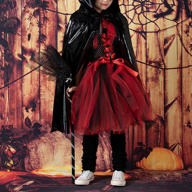 Kids Girls' Halloween Cape Solid Color Fashion Outdoor Coat Outerwear 4-12 Years Fall Black Pink Red2