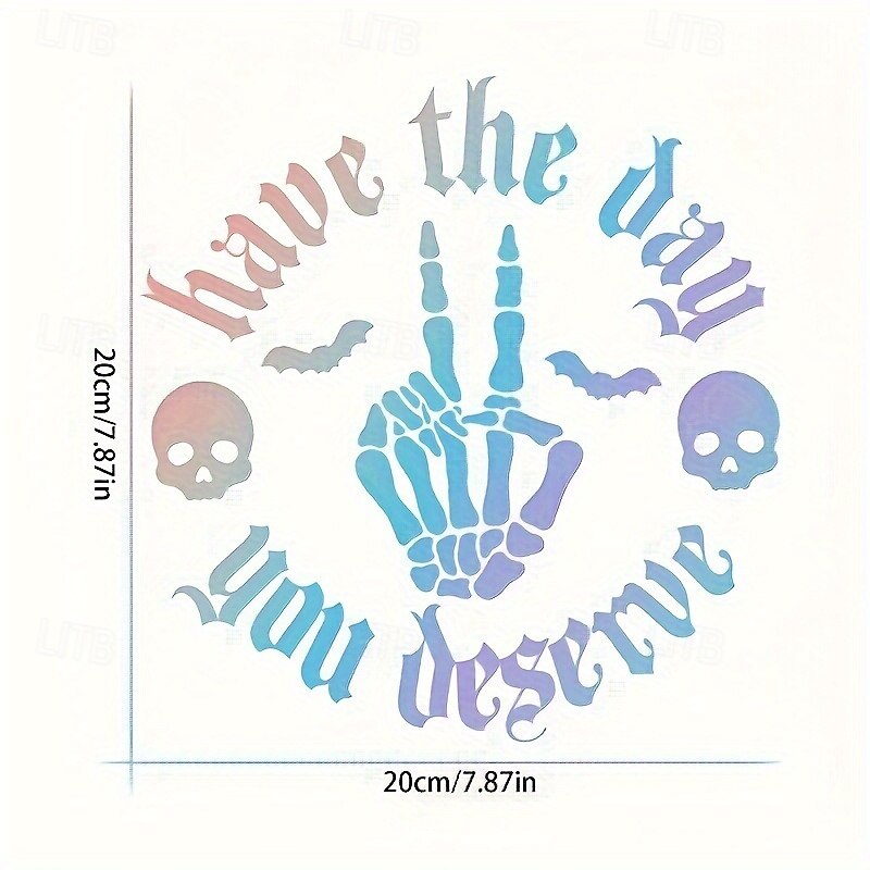 Vinyl Car Sticker Spooky Skull and Bats Design Durable Horror Theme Glass Decal Available in White/Pink/Black Unique Halloween Decor for Vehicles3