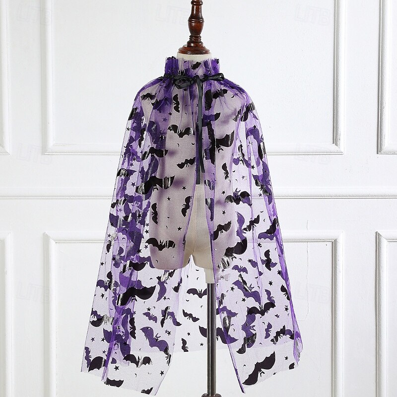 Kids Girls' Halloween Cape Spider Fashion Outdoor Coat Outerwear 4-12 Years Fall Black Purple4