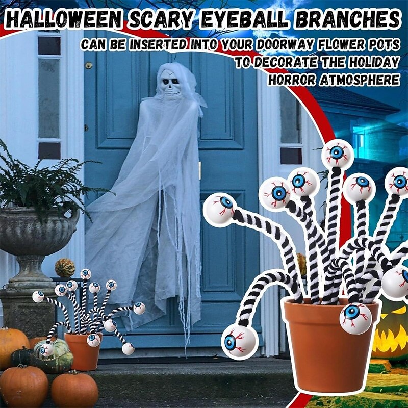 Halloween Eyeball Decorations – DIY Ghost Eyeballs for Table Centerpiece, Vase Fillers, Branch Picks, Green Stem Props for Spooky Halloween Decor4