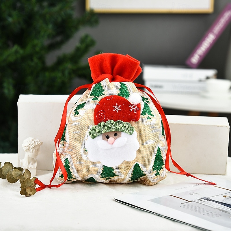 Christmas Gift Tote Bag Holiday Gift Bag with Apple Print, Festive Xmas Decoration, Reusable Present Bag4