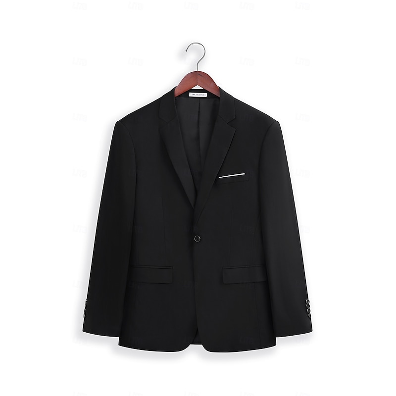 Men's Blazer Jacket Wedding Guest Casual Casual Daily Fashion Casual All Seasons Polyester Solid Colored Basic Single Breasted Blazer Dark Gray Black Navy Blue4