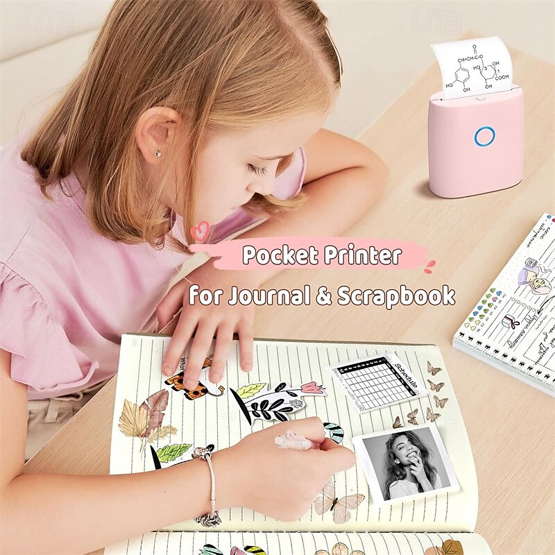 Mini Sticker Printer - Bluetooth Thermal Pocket Printer Inkless Portable for Study Notes Photos Memos Lists Work Plans DIY Gifts Journals2