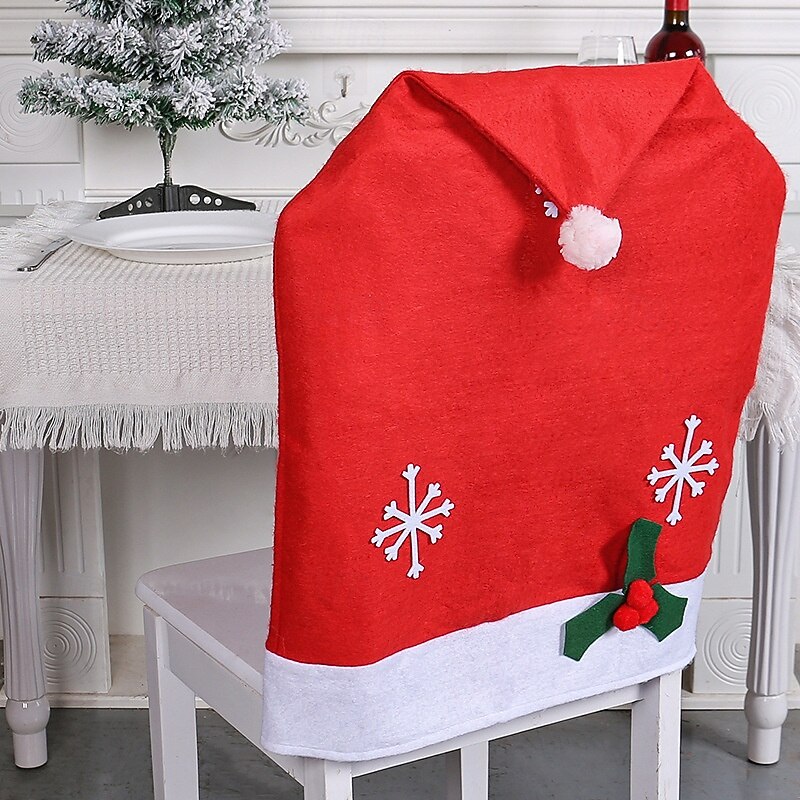 Christmas Chair Cover Nonwoven Fabric Snowflake Design for Hotel Restaurant Dining Table Chair Cap Holiday Decoration Festive Christmas Party Seating Accessory3