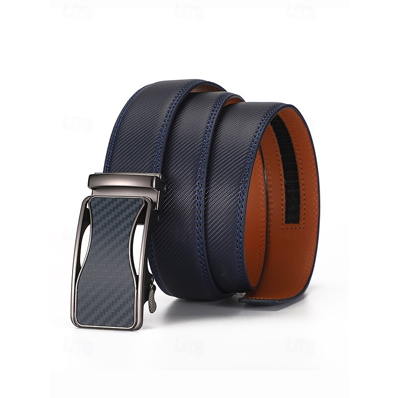 Men's carbon fiber leather belt with gold buckle - Adjustable, Stylish belt suitable for casual and formal occasions