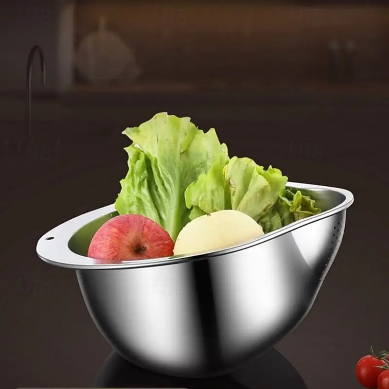 Stainless Steel Multi-Purpose Kitchen Colander Bowl – Durable Food-Safe Mesh Strainer with Handle for Washing Rice, Fruits, Vegetables, and Efficient Draining3