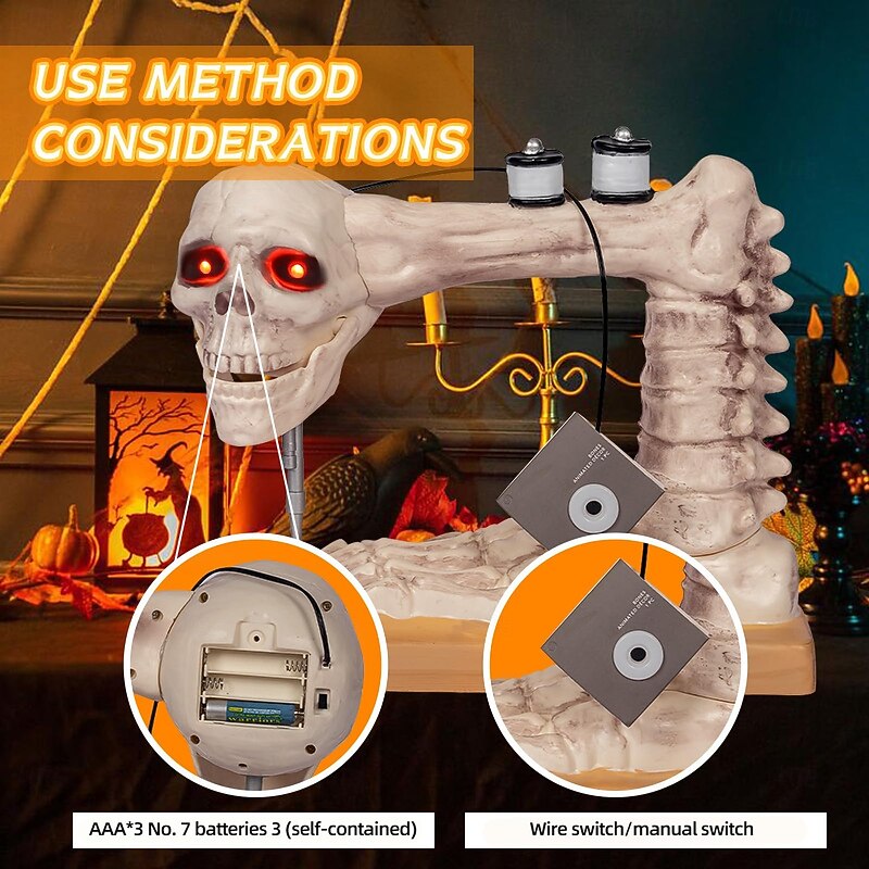 Voice Controlled Skeleton Sewing Machine, Realistic Skeleton with Spooky Sounds Decoration, Figurine Perfect Halloween Decoration for Outdoor Indoor Yard Haunted House Decor4