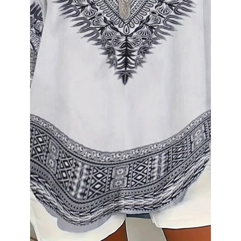 Women's Shirt Floral Daily Retro Vintage Long Sleeve V Neck Regular Tops Daily Holiday Print Blue Summer Spring Fall3