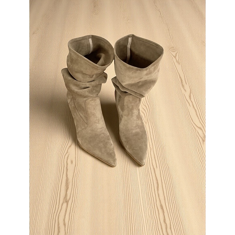 Women's Genuine Suede Slouch Boots with Wide Shaft, Comfortable Everyday Casual Style, Perfect for Urban Relaxed Fashion Outfits3