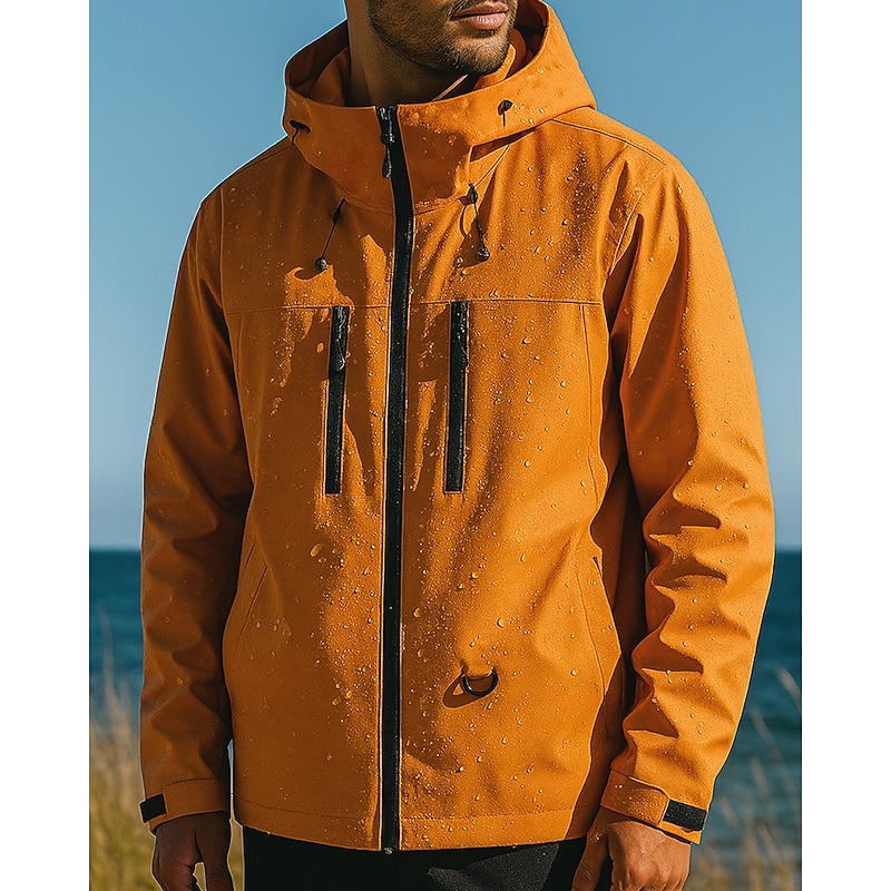 Men's Windbreaker Softshell Jacket Hiking Jacket Outdoor Waterproof Windproof Hiking Outfits Hiking Clothes Spring Autumn / Fall Top Camping / Hiking / Caving Running Solid Color Black White Blue3