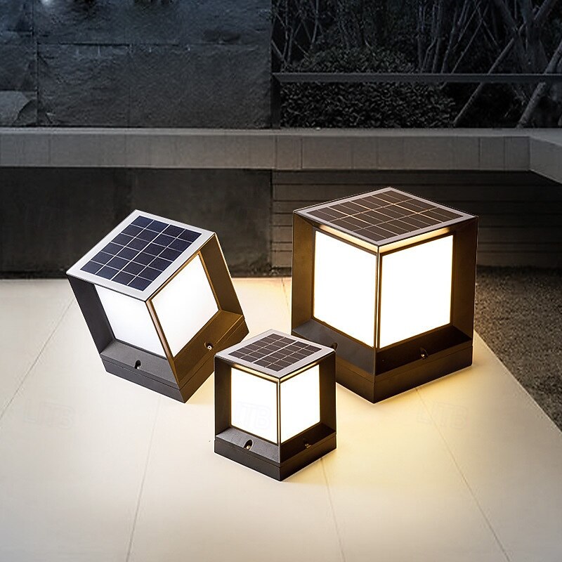 LED Outdoor Solor Post Lights 21cm Nordic Style Outdoor Column Lights Fence Post Cap Lights Waterproof IP54 for Deck Suitable for Door Stone Pillars Garden lamp Post3