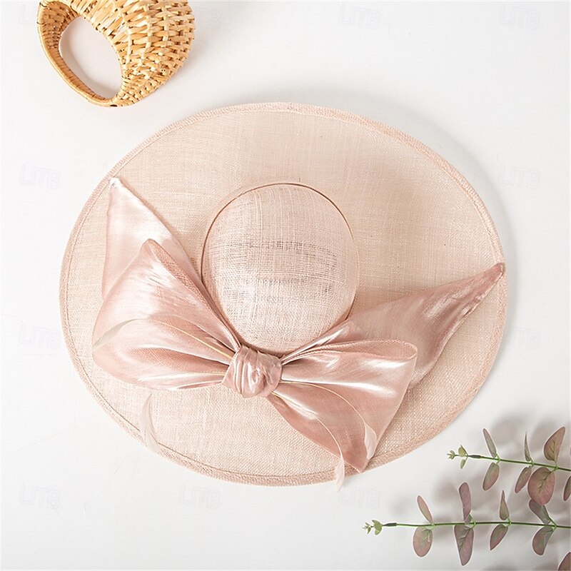 Hats Sinamay Sun Hat Wedding Holiday Tea Party Horse Race Cocktail Elegant Vintage Sun Protection With Bowknot Headpiece Headwear2