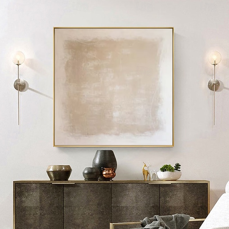 Mintura Handmade Beige Abstract Oil Paintings On Canvas Wall Art Decoration Modern Pictures For Home Decor Rolled Frameless Unstretched Painting
