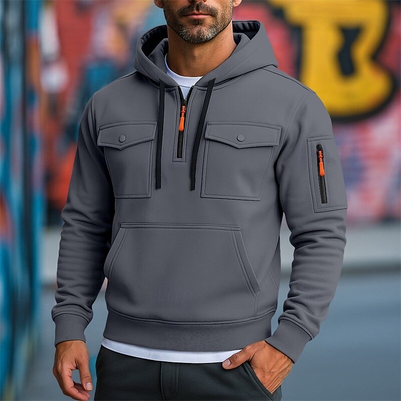 Men's Hoodie Full Zip Hoodie Fleece Hoodie Tactical Hoodie Black White Army Green Red Burgundy Hooded Plain Zipper Pocket Sports & Outdoor Casual Daily Streetwear Cool Sportswear Fall Spring &  Fall3