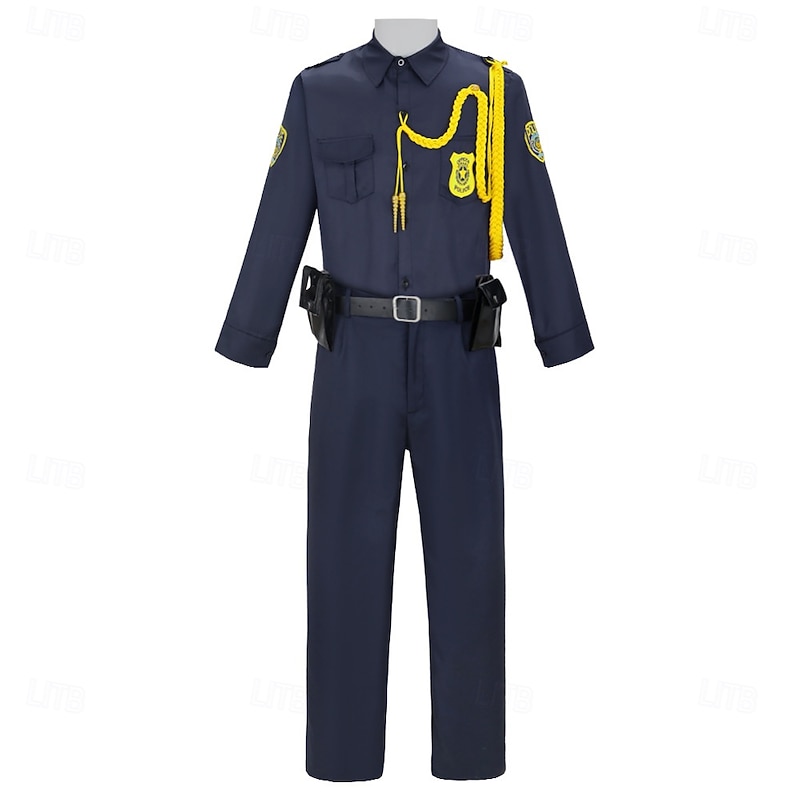 Zootopia Fox Policeman Nick Wilde Jumpsuit Fancy Dress Movie Cosplay for Men's Adults Halloween Carnival Performance Party