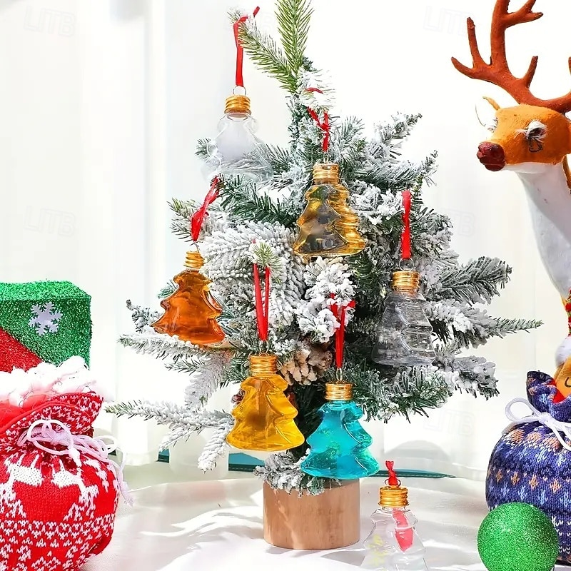 10pcs Christmas Booze Balls Set Fillable Clear Plastic Xmas Tree Hanging Shot Glasses Ornaments for Xmas Home Holiday Wedding Party Decoration3