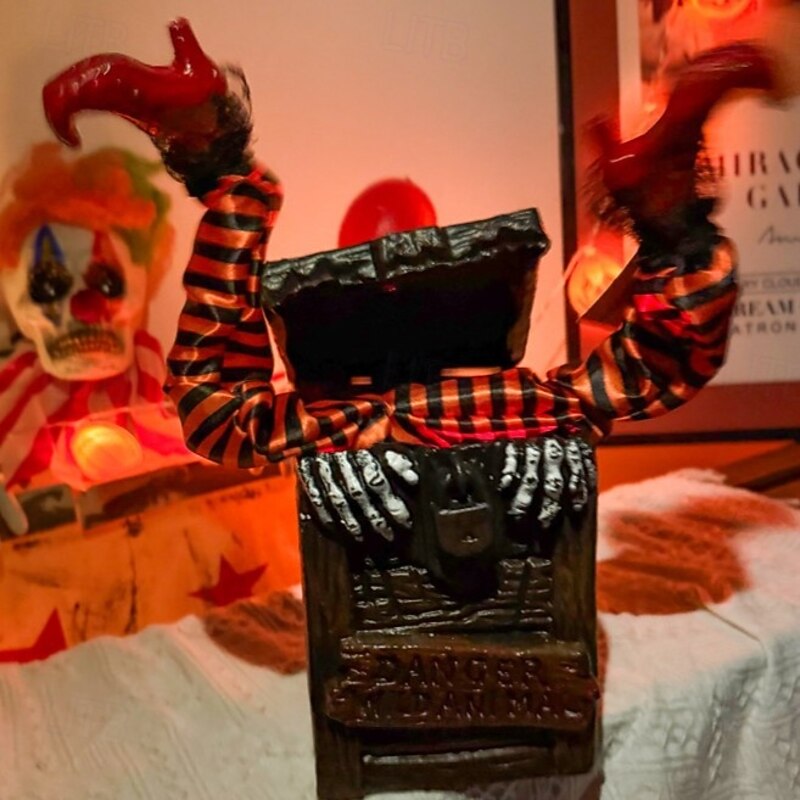 Halloween Creative Decorative Box with Pumpkin Witch, Skeleton Frame, White Ghost, and Motion-Activated Toy2