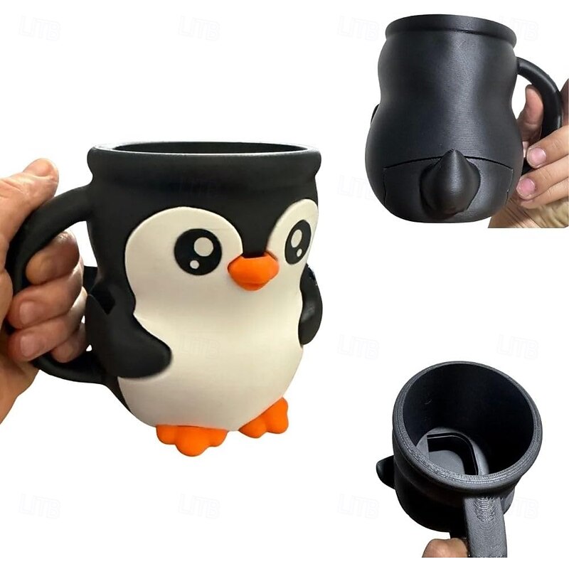 Cute Penguin Ice Cream Pint Holders Leak-Proof Reusable PET Plastic Cup Cozy with Ergonomic Grip Dishwasher-Safe Design for Popsicles, Ice Cream & Cold Treats4