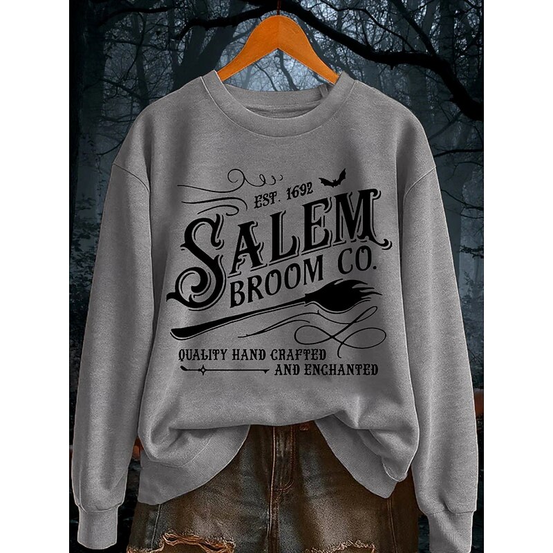 Women's Pullover Sweatshirt Graphic Letter Halloween Fashion Casual Long Sleeve Crew Neck Regular Tops Street Dailywear Casual Print Black Orange Gray Fall Winter3