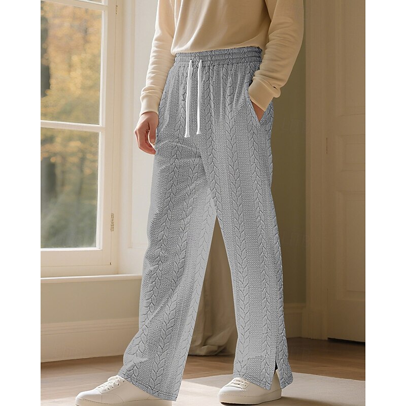 Men's Sweatpants Trousers Jacquard Drawstring Pocket Plain Comfort Sports Outdoor Daily Fashion Casual Black Khaki Micro-elastic2