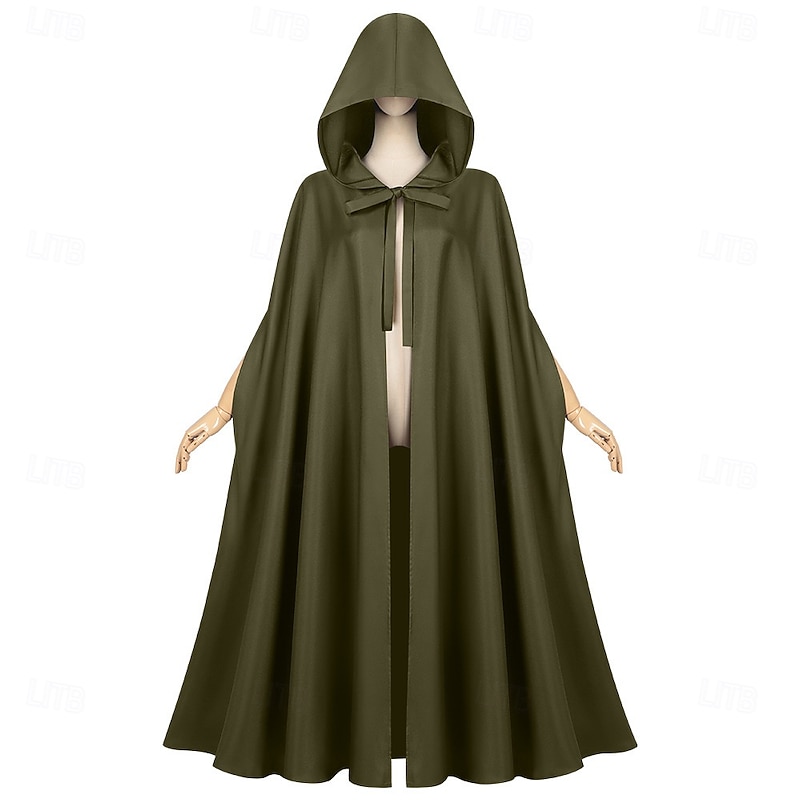 Retro Vintage Medieval Cape Cloak Witch Viking Ranger Fancy Dress Men's Women's Unisex Celtic Viking Walpurgis Night Halloween Carnival Masquerade Performance Stage Masquerade Adults Teen Cloak All3