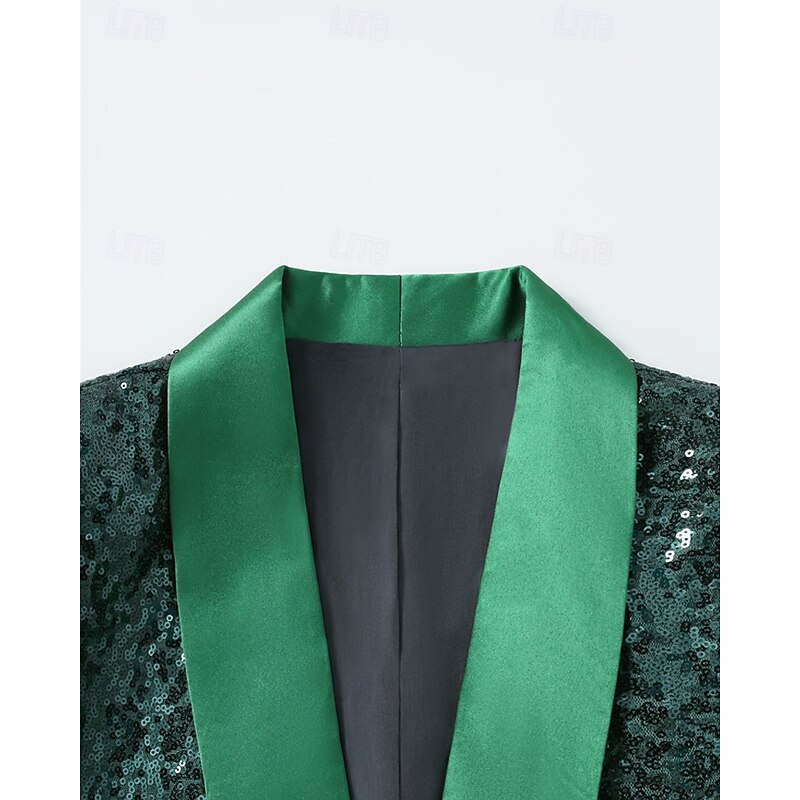 Men's Blazer Business Cocktail Party Wedding Party Fashion Casual Spring Fall Polyester Plain Pocket Buttons Comfortable Single Breasted Blazer Dark Green4