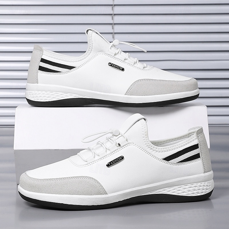 Men's White Mesh and Faux Leather Sports Sneakers – Lightweight Breathable Trainers for Gym, Running and Casual Streetwear2