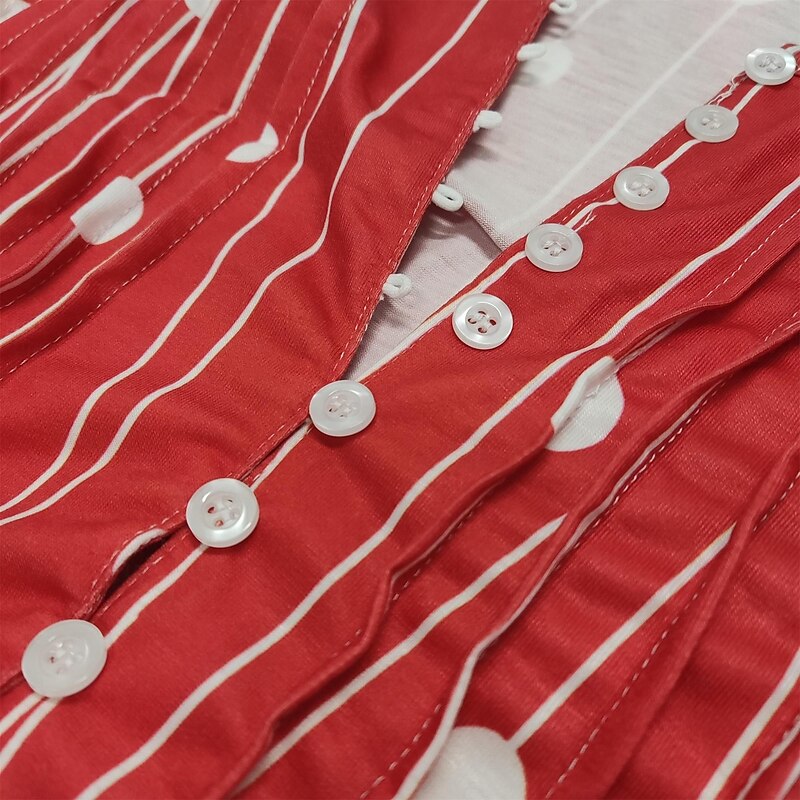 Women's Blouse Graphic Polka Dot Elegant Stylish Modern 3/4 Length Sleeve Ruffle Sleeve V Neck Regular Tops Work Daily Holiday Ruched Buttons Red Blue Green Gray Summer Spring Fall4