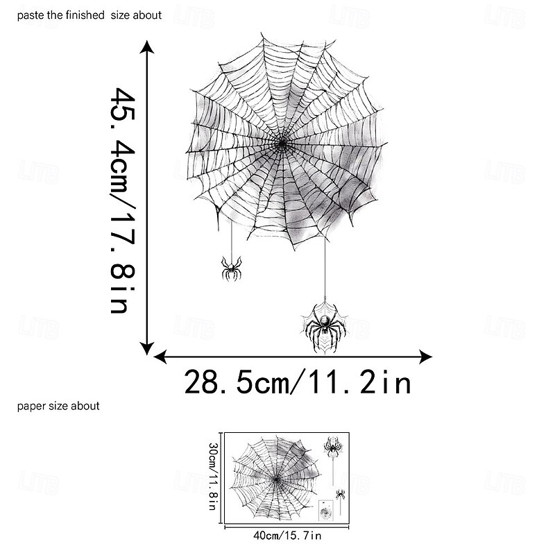 Halloween Window Cling Wall Sticker, Black Spider Print Static Stickers for Windows, Removable Festival Decoration Decals for Halloween Party Home Decor4