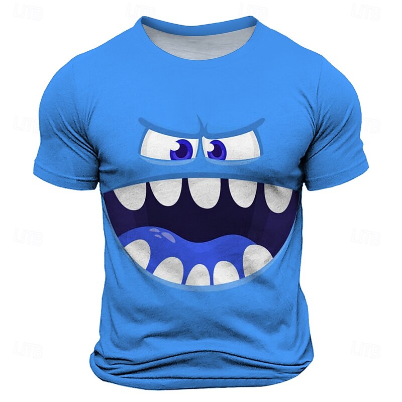 Men's 3D Smile Face T Shirt Short Sleeve T shirt 3D Print Crew Neck Shirt Fashion Exaggerated Daily Party Street Casual Pink Blue Orange Summer Spring Clothing Apparel S M L XL XXL XXXL3
