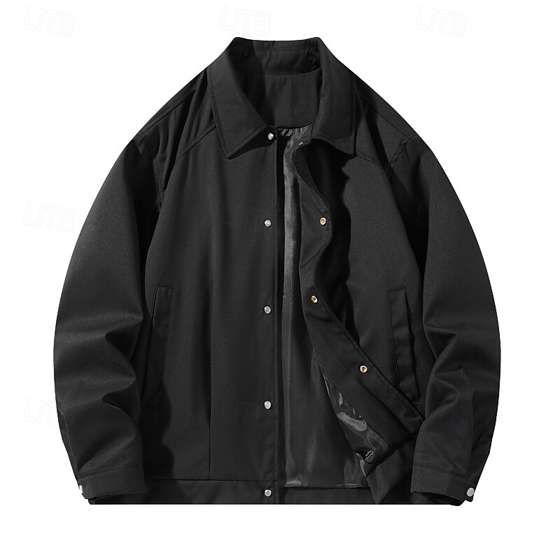 Men's Jacket Casual Jacket Outdoor Vacation Warm Zipper Pocket Fall Winter Plain Fashion Streetwear Standing Collar Regular Apricot Black Brown Jacket2