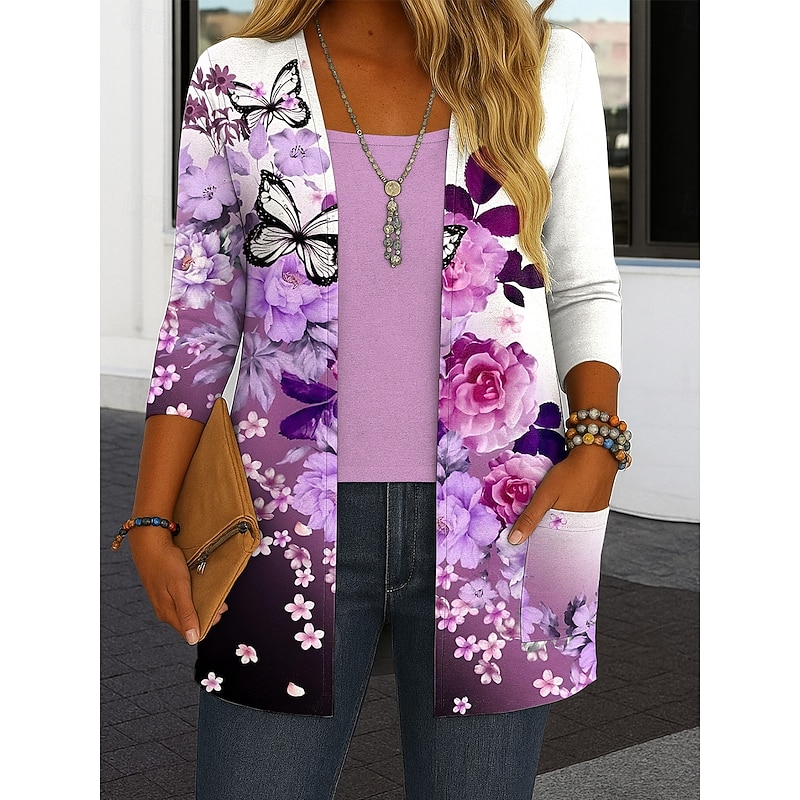 Women's Boho Shirt Floral Vintage Tropical Stylish Long Sleeve Crew Neck Regular Tops Daily Print Black Light Green Blue Light Purple Summer Fall Winter