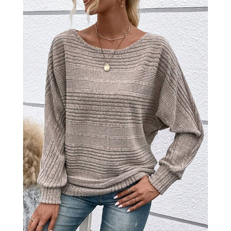 Women's Texture Blouse Blouse Plain Modern Casual Long Sleeve Crew Neck Regular Tops Daily Holiday Going out Black Wine Navy Blue Light Grey Gray Fall2