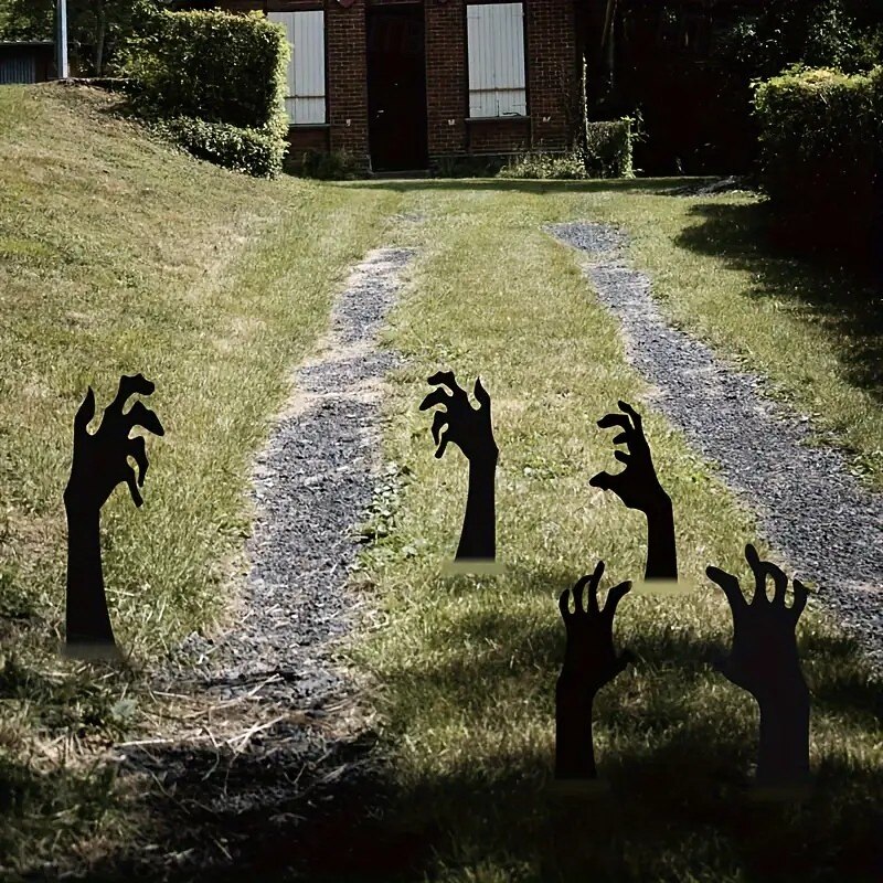5PCS Halloween Black Hand Halloween Yard Signs, Outdoor Garden Lawn Stakes for Halloween Party Decorations and Props2