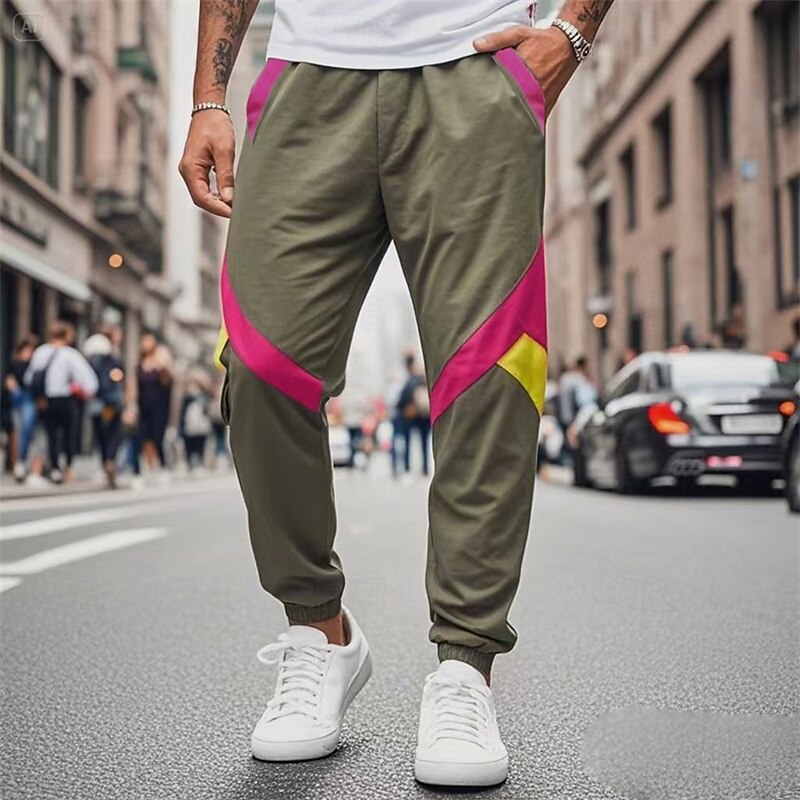 Men's Sweatpants Joggers Trousers Drawstring Pocket Elastic Waist Color Block Comfort Sports Outdoor Daily Fashion Casual ArmyGreen Black Micro-elastic4