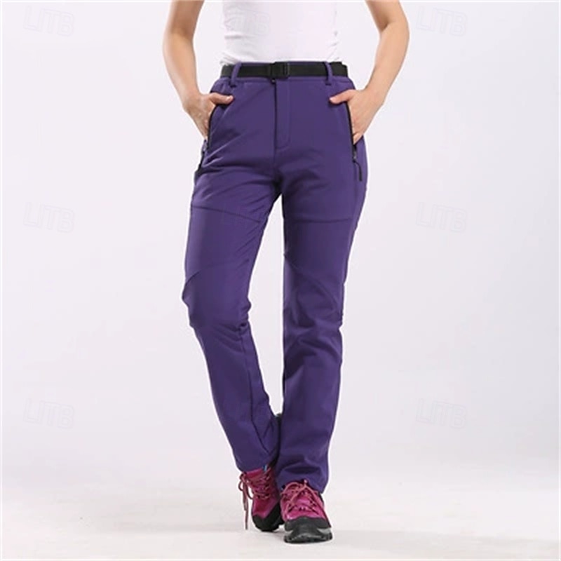 Women's Cargo Pants Slacks Fashion Casual Full Length Natural Plain Zipper Buckle Comfortable Thicken Street Holiday Daily Wear claret Amethyst Black Pink Winter Regular Fit4