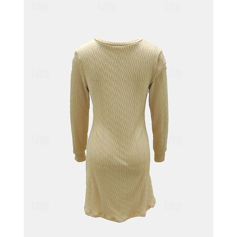 Women's Mini Dress Casual Dress Fashion Classic Modern Outdoor Vacation Holiday Regular Fit Plain Long Sleeve V Neck Black Pink Apricot Summer3