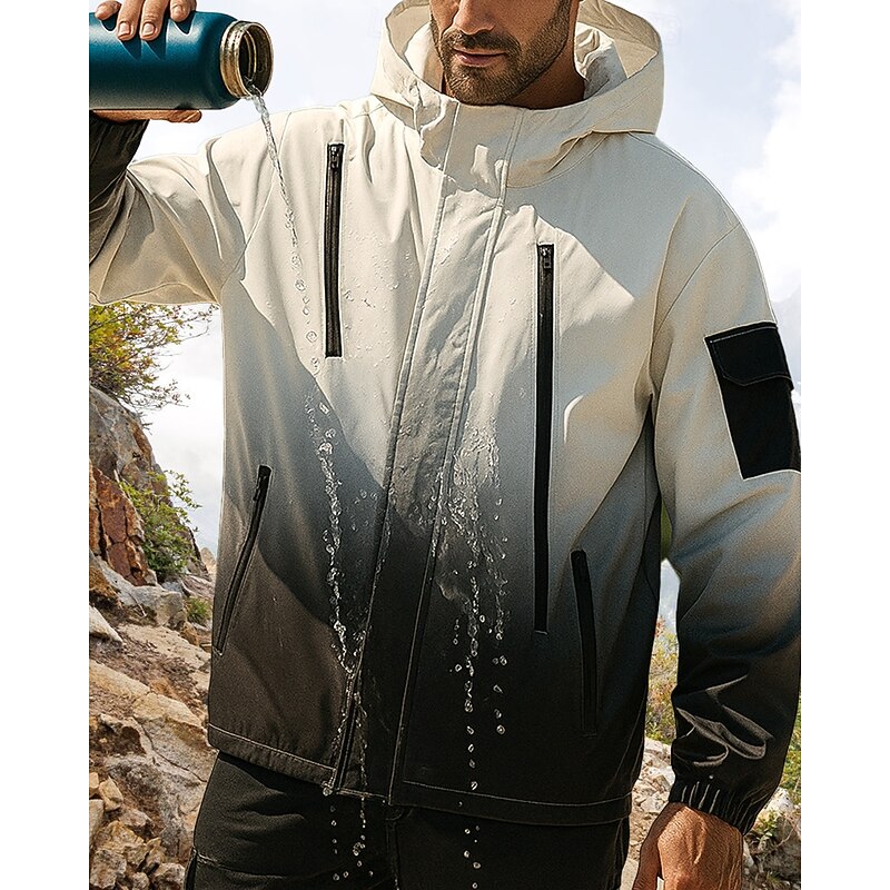 Men's Windbreaker Softshell Jacket Hiking Jacket Outdoor Waterproof Windproof Hiking Outfits Hiking Clothes Spring Autumn / Fall Top Camping / Hiking / Caving Running Gradient Black Pink Blue