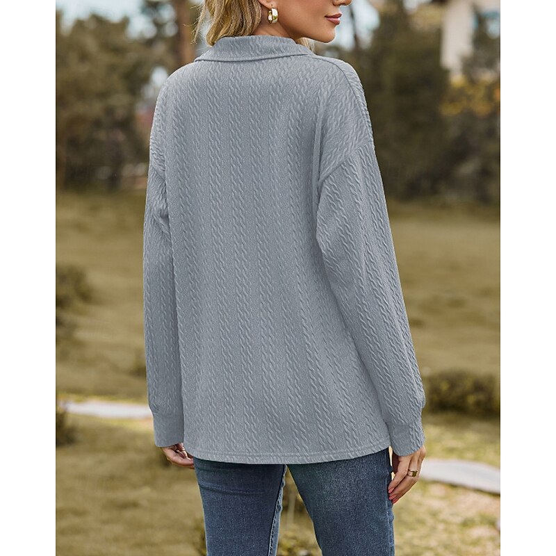 Women's Texture Sweatshirt Pullover Sweatshirt Plain Streetwear Casual Long Sleeve V Neck Regular Tops Street Holiday Black Pink Wine Navy Blue Blue Fall Winter3