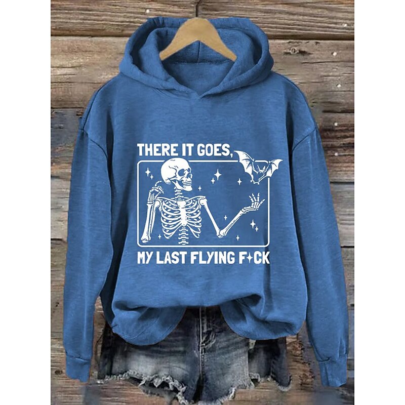 Halloween Women's Pullover Hoodie Sweatshirt Skulls Graphic Fashion Casual Print Long Sleeve Hooded Regular Tops Street Dailywear Casual Drawstring Print Black White Red Blue Orange Fall Winter3