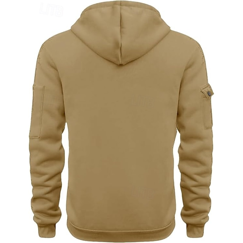 Men's Hoodie Quarter Zip Hoodie Black Wine Navy Blue Khaki Light Grey Hooded Plain Pocket Sports & Outdoor Daily Holiday Polyester Streetwear Basic Casual Spring &  Fall Clothing Apparel Hoodies2