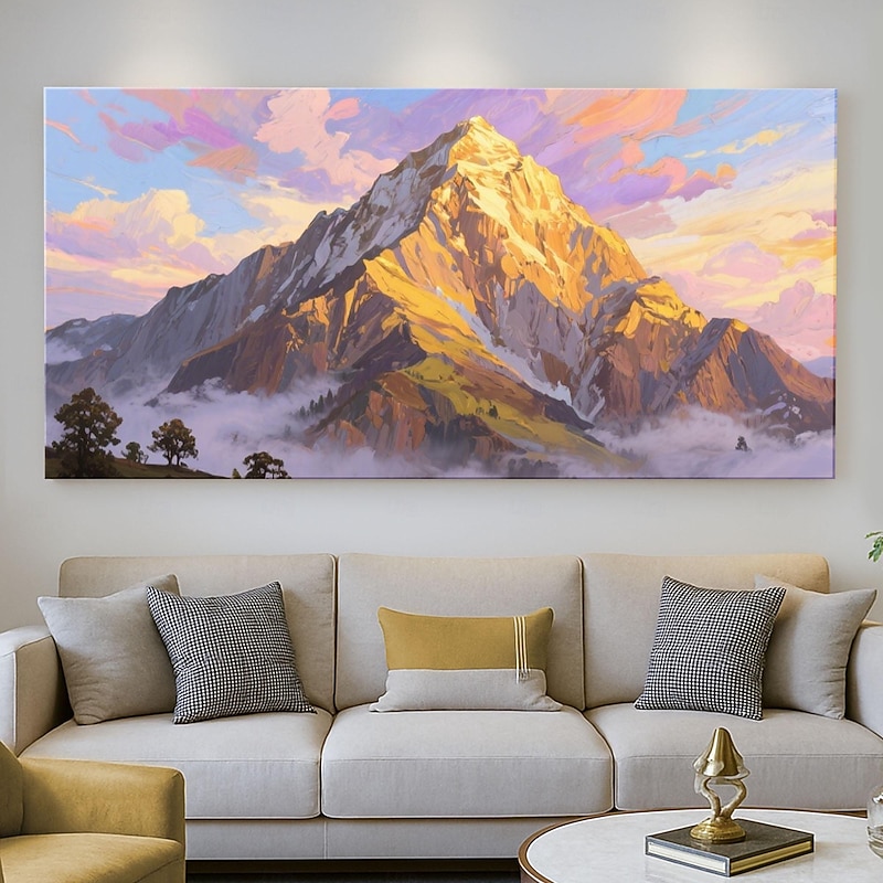 Golden Mountain Oil Painting on Canvas Original Sky Painting 3D Texture Gold Abstract Natural Landscape Boho Decor Living RoomHome Decor2