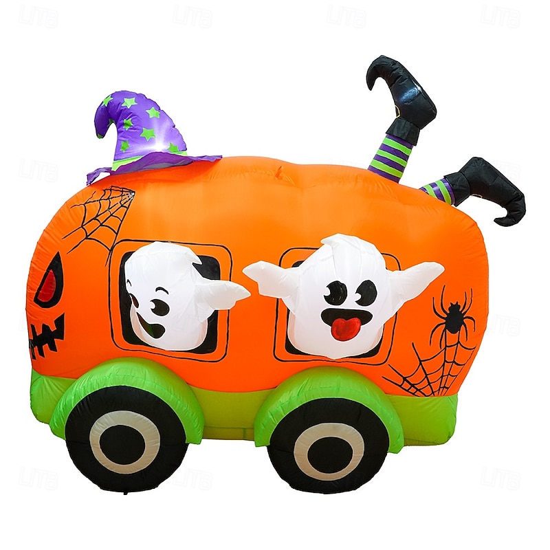 Halloween Pumpkin Car Inflatable Garden Decoration Atmosphere Arrangement 1.5m Inflatable LED Cross-border Pumpkin Devil Ornament3