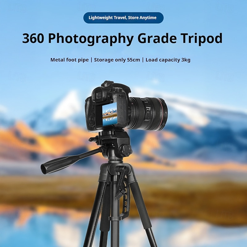 Aluminum Alloy Camera Phone Tripod 64-inch Lightweight DSLR Tripod Camera Stand with Universal Phone Clip for Vlog Shooting Live Broadcasting Outdoor Travel Events Interviews Photography and Vide2