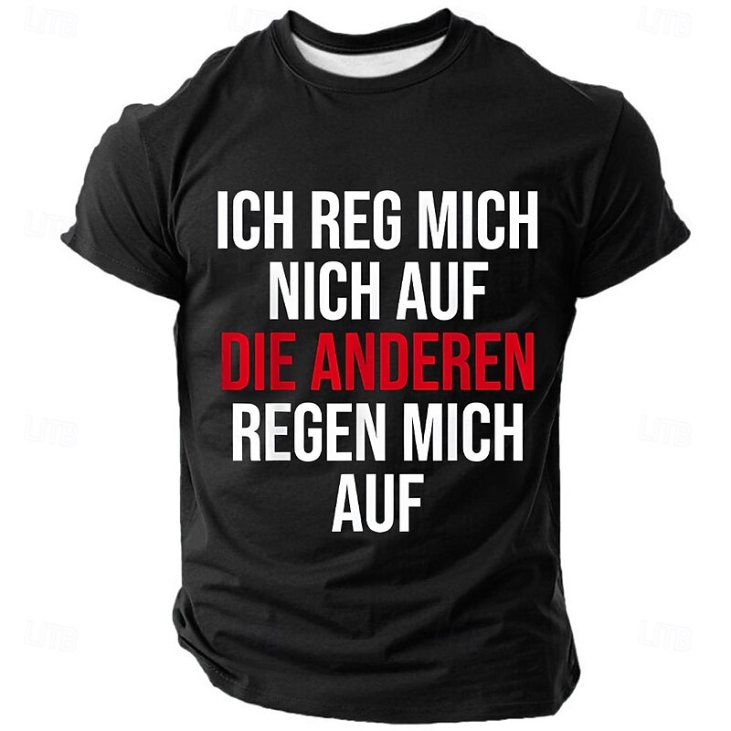 Men's Funny German Quote T-Shirt - Sarcastic 'I Don't Get Upset, Others Get Me Upset' Black Short Sleeve Tee