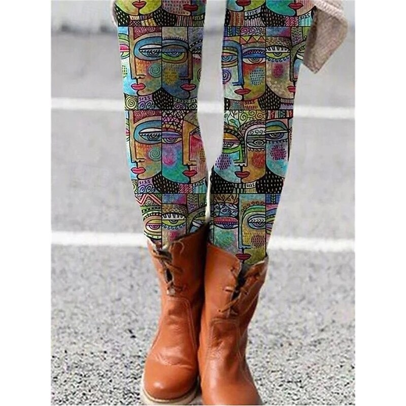 Women's Leggings Vacation Vintage Ethnic Style Ankle-Length High Waist Floral Graphic Paisley 3D Print Quick Dry Breathability Soft Stretchy Outdoor Home Causal Army Green Yellow Blue Purple Fall3